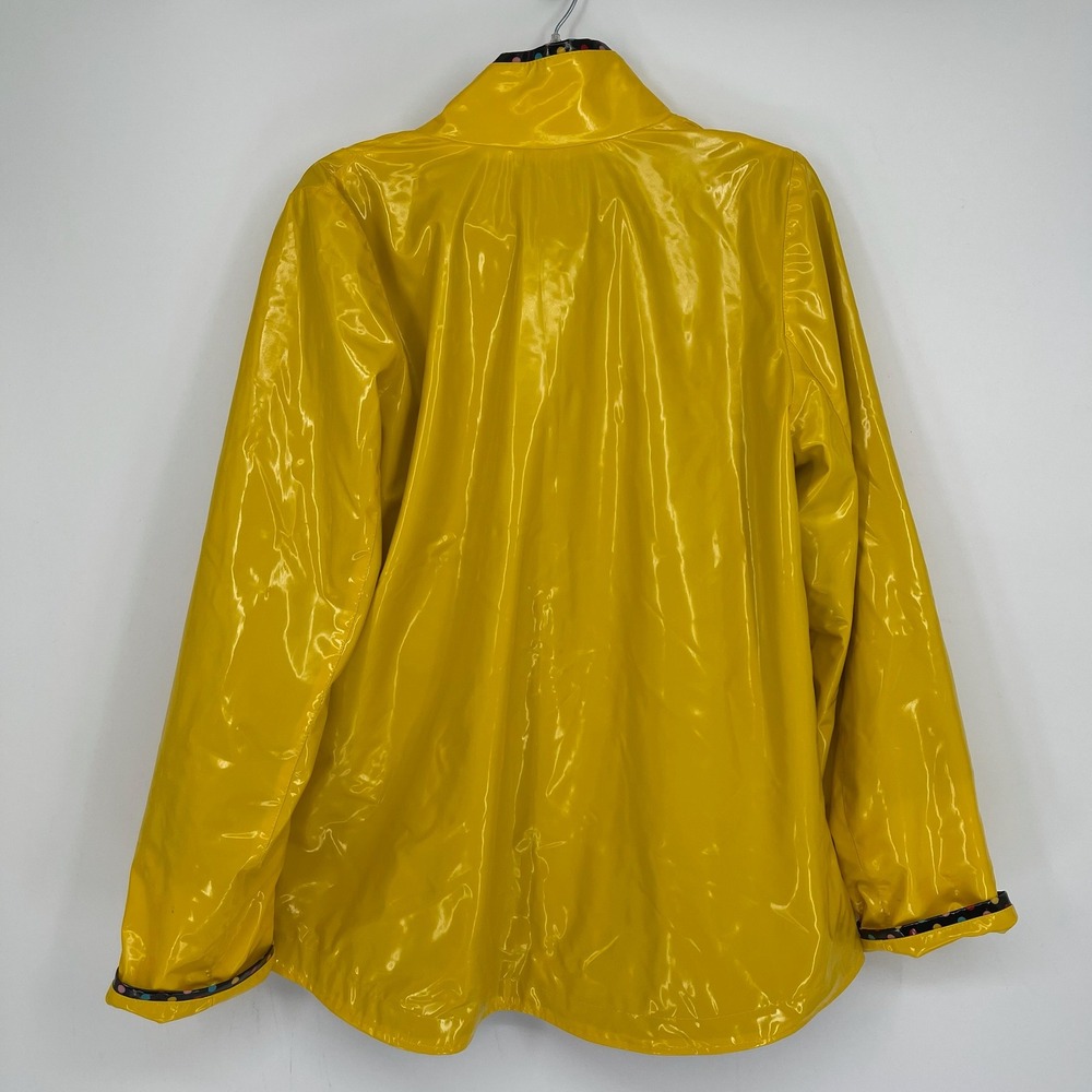 FREItag Fashion Women's Yellow Polka Dot Trim Waterproof Raincoat Jacket Size S - Picture 2 of 6